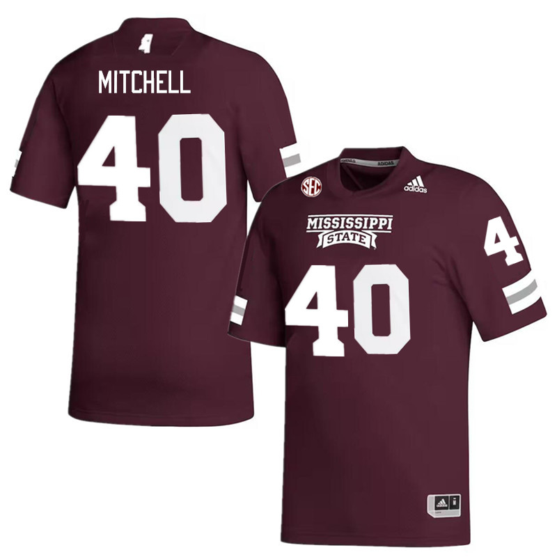 Men #40 Nic Mitchell Mississippi State Bulldogs College Football Jerseys Stitched Sale-Maroon - Click Image to Close